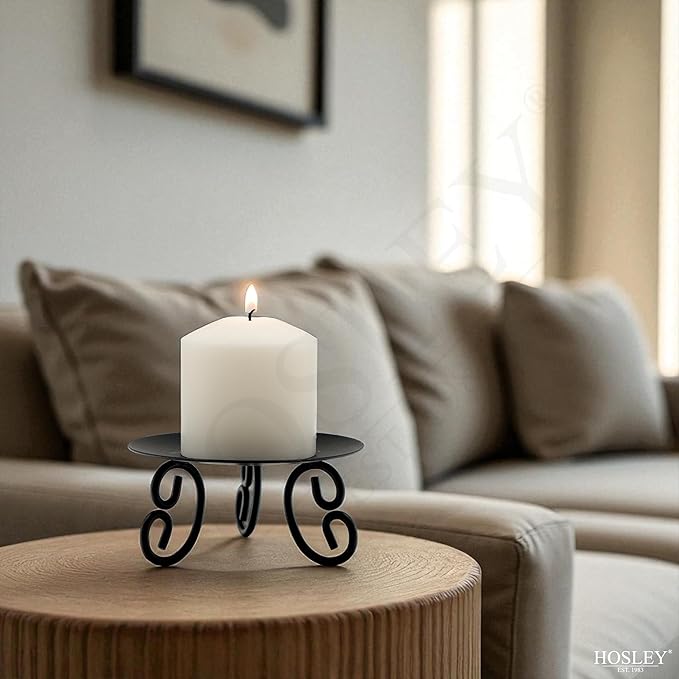 Hosley Set of 2 Pillar or LED Candle Holder 5 inch Diameter Gift for Farmhouse Weddings or can be Used for Aromatherapy and Spa O5