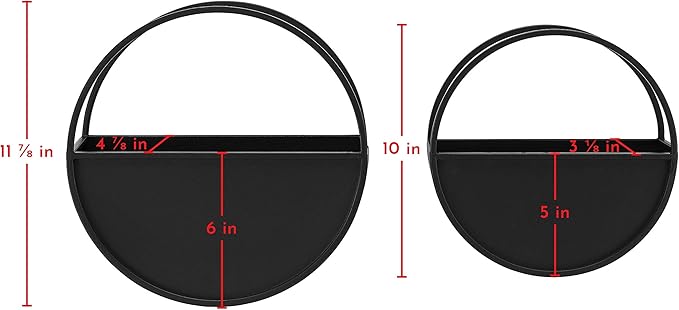 Danya B Round 2-Piece Iron Wall Planter Set Black - for Succulent, Mini Cactus, Air, & Faux Plants