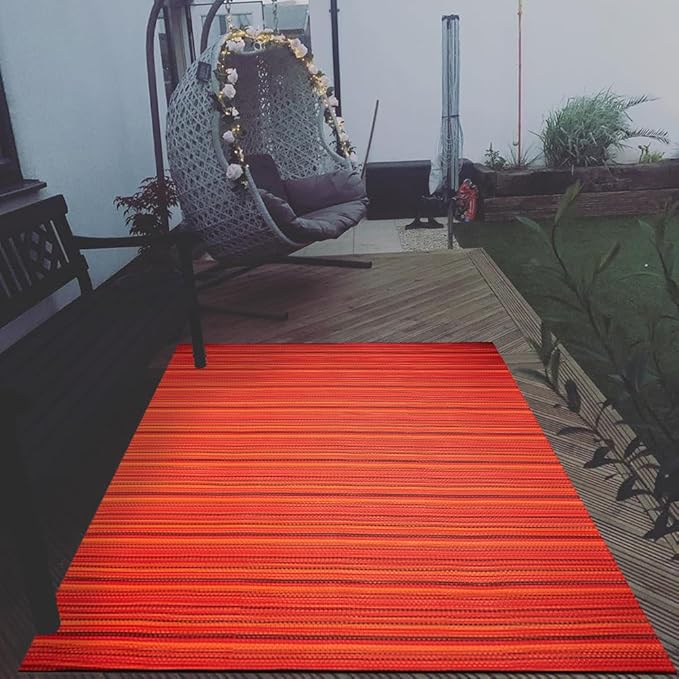 Outdoor/Indoor Rug Plastic Straw Rug Waterproof Portable Outdoor Mat, Easy to Clean and Fold,Perfect for Garden, Patio, Picnic, Decking-(Red,6x9Ft)