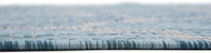 Unique Loom Outdoor Trellis Collection Area Rug (4' 1" x 6' 1" Rectangle, Aquamarine/ Gray)