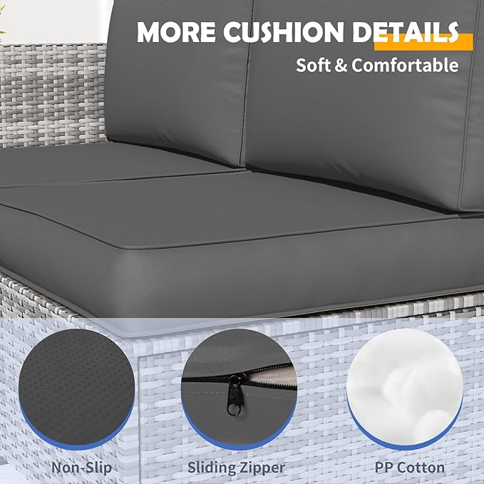 Amopatio Outdoor Patio Sofa Replacement Cushion Set – Waterproof Thick Seat Cushions,Machine-Washable Covers (Dark Grey)