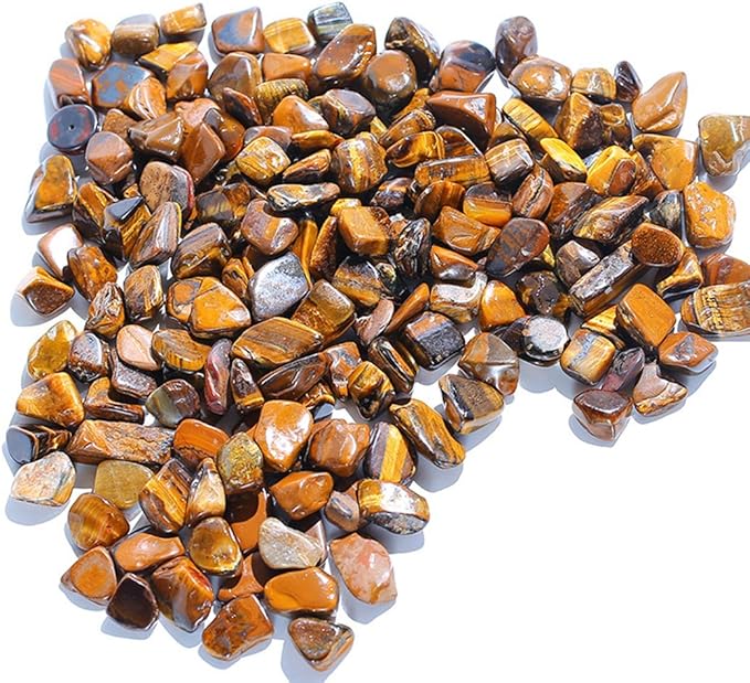 IMALY Tiger's Eye Tumbled Chips Stone Polished Crushed Healing Crystal Quartz Pieces Irregular Shaped Stones for Home Decorative Stones Vases Plants Succulents 0.5lb