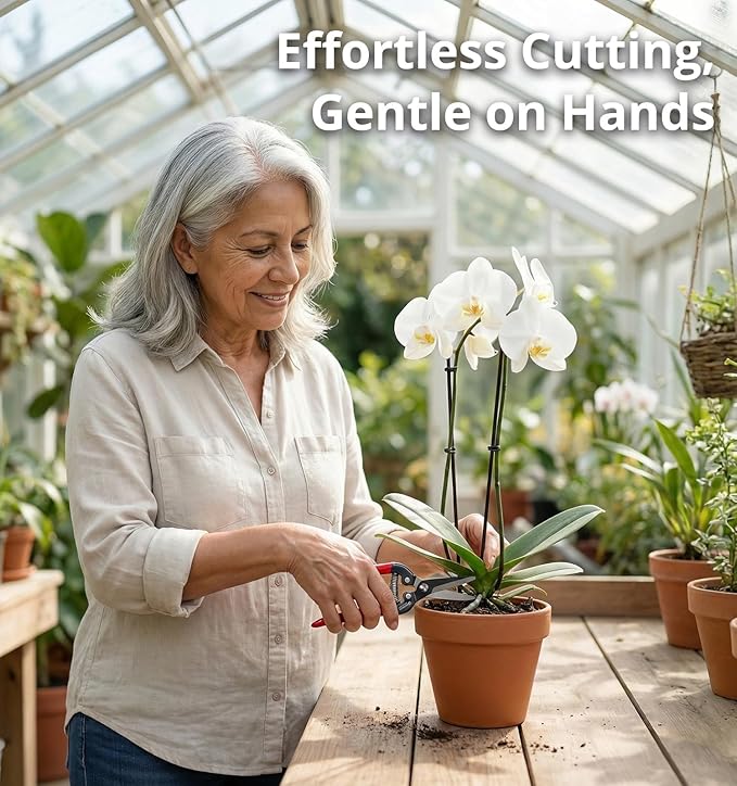 Gardeness SK5 Floral Scissors, Ultra Sharp Straight Pruning Shears – Garden Snips & Flower Clippers for Stems, Leaves, Bonsai and Fruit Picking, Lightweight Effort‑Saving Gardening Scissors (1 Pack)