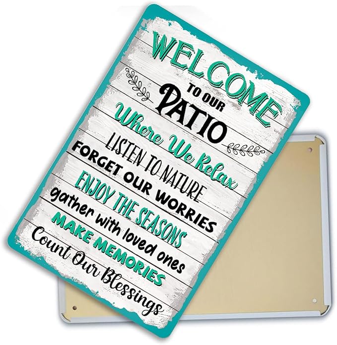 Funny Patio Signs For Outside Welcome To Our Patio Sign Outdoor Signs For Backyard Decor Patio Metal Signs Deck Tin Signs For Outside Patio Decorations Patio Rules Sign 8x12 Inch