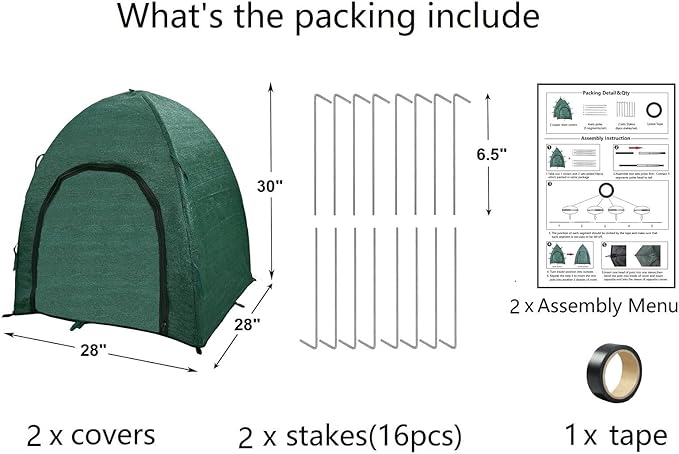 Winter Plant Covers for Snow and Ice Protection Shrub Cover Freeze Protection Plant Tent Protect Outdoor Plant and Potted Plant from Snow Frost Sun and Animal with Zipper Door 28*28*30 (2Packs)