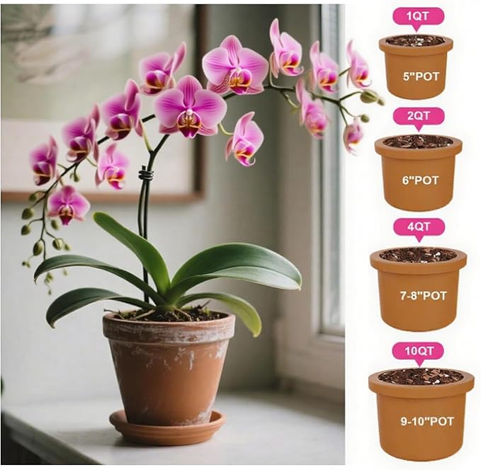 Orchid Potting Mix with Orchid Bark 2QT - New Upgraded Formula for Superior Drainage & Breathability | Premium Soil for Healthy Roots