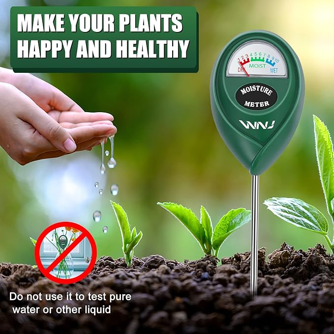 WNJ 2 Pack Soil Moisture Meter, Plant Water Monitor, Lawn Moisture Meter,Soil Hygrometer Sensor for Gardening, Farming, Indoor and Outdoor Plants
