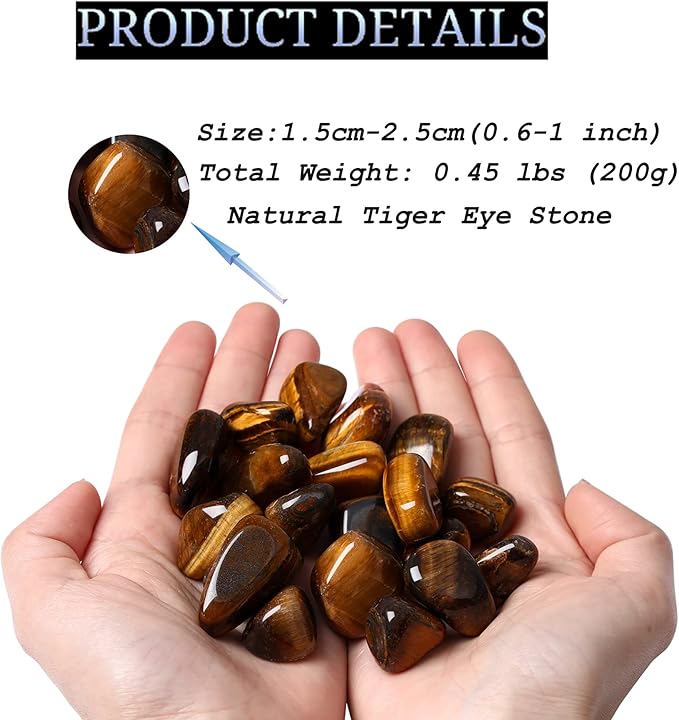 DUQGUHO Tiger Eye Healing Crystals Stones Set Natural Bulk Crystals Tumbled Polished Irregular Crystal Stones Bulk Rocks 0.45 lbs