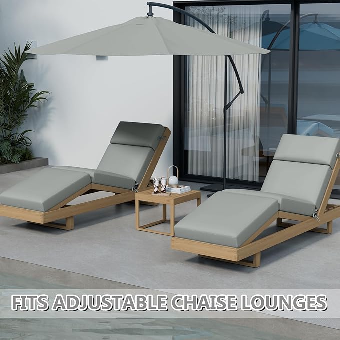 4 Pcs Chaise Lounge Cushions Outdoor, 72 x 21 x 4 Inch Lounge Chair Cushions for Outdoor Furniture - Waterproof Lounge Patio Replacement Cushion, 4In Fade-Resistant ThickPatio Chaise Lounge Cushion