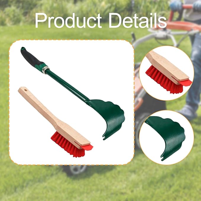 2-Piece Mower Deck Scraping Tool Set, Blade Cleaner & Brush, Non-Slip Handle, sturdyDuty Sturdy Metal and Wood, Efficient Cleaning for Garden, Lawn and Yard Maintenance