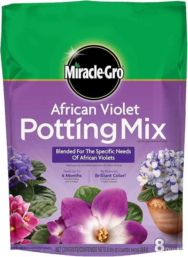 Miracle-Gro African Violet Potting Mix, Added Fertilizer Feeds Up to 6 Months, Soil for Container Gardening, 8 qt. (3-Pack)