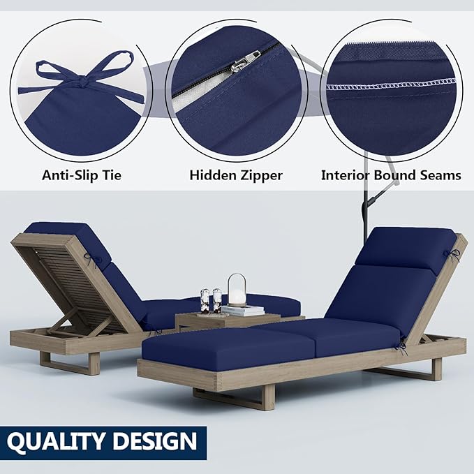 4 Pcs Chaise Lounge Cushions Outdoor, 72 x 21 x 4 Inch Lounge Chair Cushions for Outdoor Furniture - Waterproof Lounge Patio Replacement Cushion, 4In Fade-Resistant ThickPatio Chaise Lounge Cushion