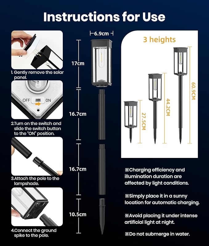 Solar Pathway Lights Outdoor, 4 Pack Bright Solar Lights Outdoor, IP65 Waterproof Garden Decor Solar Powered Landscape Lighting for Yard Patio Walkway Driveway Pathway (Cool White)