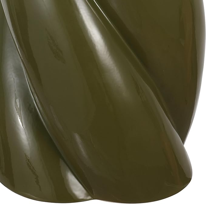 JONATHAN Y TBL1036D Yves 18" Modern Minimalist Rope Twist Ceramic Indoor/Outdoor Garden Stool, Bohemian, Coastal, Cottage, Traditional, Spill-Proof, Living Room, Garden Room, Patio, Forest Green