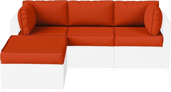 Patio Furniture Cushions, Replacement Outdoor Cushions for 4-Seat Patio Furniture, Waterproof Cushions for Outdoor Sectional Sofa Couch, Orange