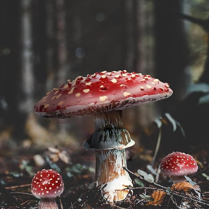 3 Pcs Garden Mushroom Decor Glow in The Dark Mushroom Decor, Fairy Garden Accessories Status Perfect for Fairy Gardens, Terrariums & Planters