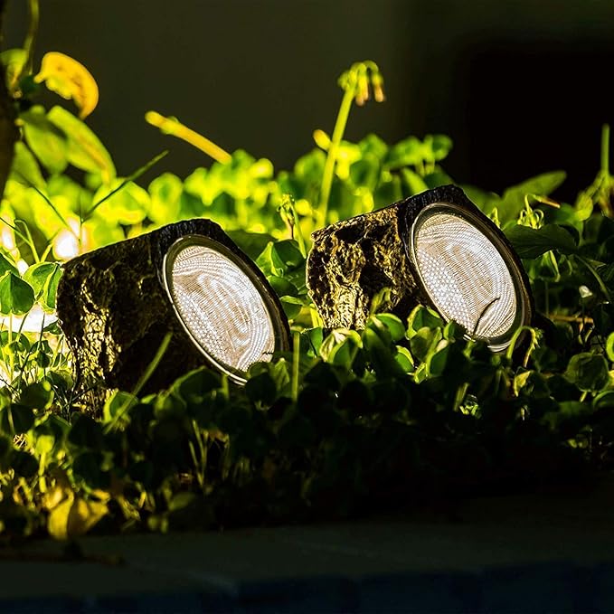 EiGreen Solar Garden Rock Lights Outdoor, 2 Pack 10 LED Waterproof Solar Powered Rock Light,Yard Landscaping Spotlights, for Indoor and Outdoor Decoration