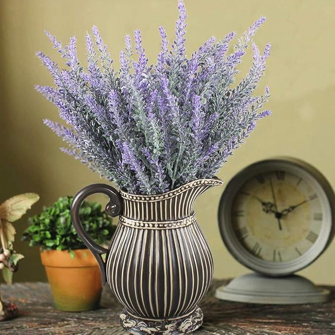 CATTREE Artificial Lavender Flowers, 6 Pack Fake Flower Bouquet Plastic Plants Home Bridal Wedding Office Garden Balcony Indoor Outdoor DIY Centerpieces Arrangements Craft Decoration Purple - 6 pcs