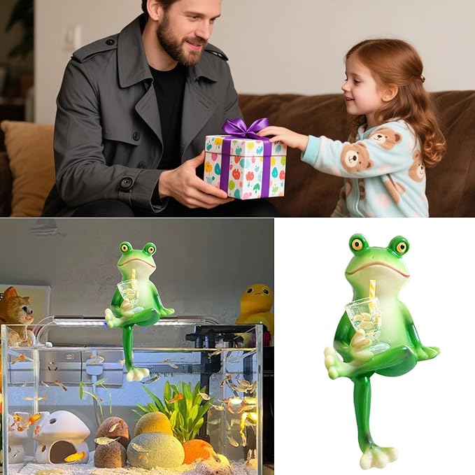 Miniature Frog Garden Statue Planter Decoration for Pots, Small Frog Figurines Decor Fairy Gardens Accessories for Yard Lawn Outside
