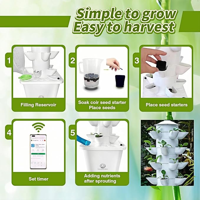 Hydroponic Growing System Kit - Indoor Smart Hydroponic Vertical Garden,Hydroponic Vegetable System,30 Pods,with Pump System and Automatic Timer, Gardening Gift