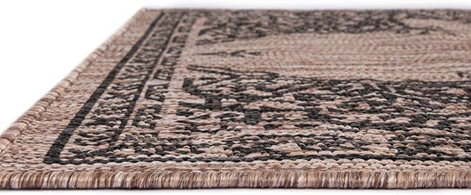 Unique Loom Outdoor Traditional Collection Area Rug - Antique (10' x 13' 1" Rectangle Beige/Black)