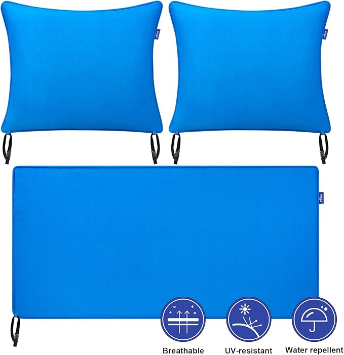 Outdoor Loveseat Cushion Set 44'' x 24'', Outdoor Cushions for Patio Furniture with Fastness Cover, Water Repellent Outdoor Seat Cushion and Couch Back Cushions for Bench, and Swing (Solid Sky Blue)