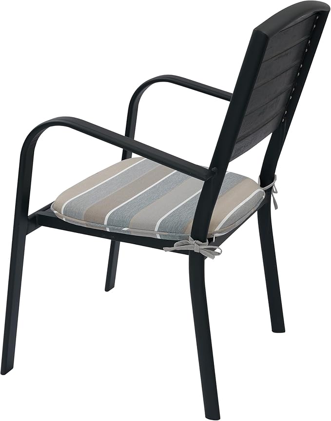 FUNHOME 17"x16"x2" Outdoor Chair Cushions Set of 4, Water Resistant Patio Chair Pads with Ties, Seat Cushions for Home Garden Furniture Decoration-Grey Stripe