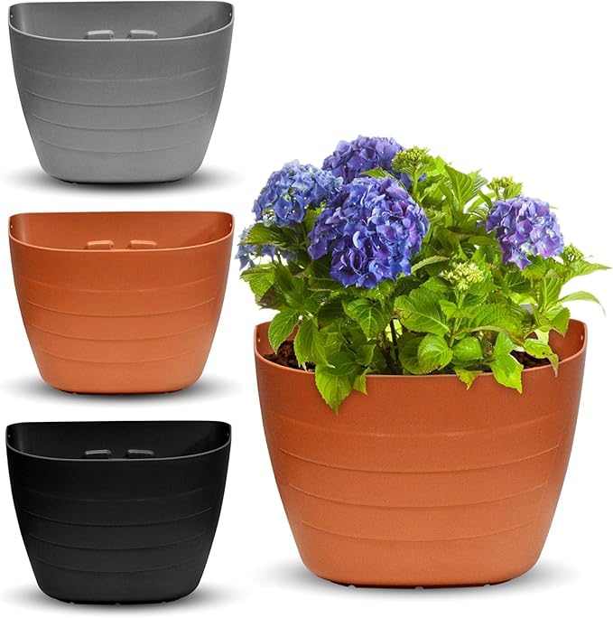 12 Inch Self-Watering Wall Planter for Indoor & Outdoor Use – Vertical Hanging Planter, BPA-Free, UV-Resistant – Perfect for Flowers, Herbs & Vegetables (Terracotta, with Plug)