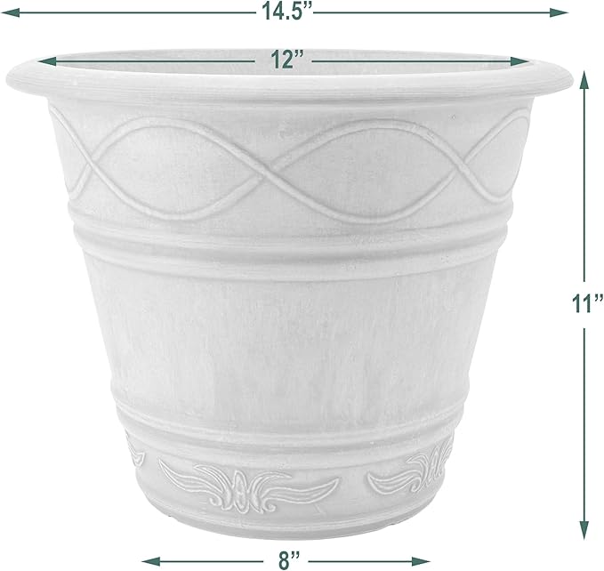 PSW Pot Collection Western Weave Planter Pot for Indoor and Outdoor Plants and Gardens, 14.5-inch, Taupe