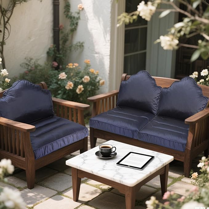 Waterproof Outdoor Chair Cushions 24x24,Filled with High-Support Sponge+ Pearl Cotton,Waterproof & Fade Resistant,with Backrest and Removable Cover,Outdoor Deep Seat Set for Patio Furniture