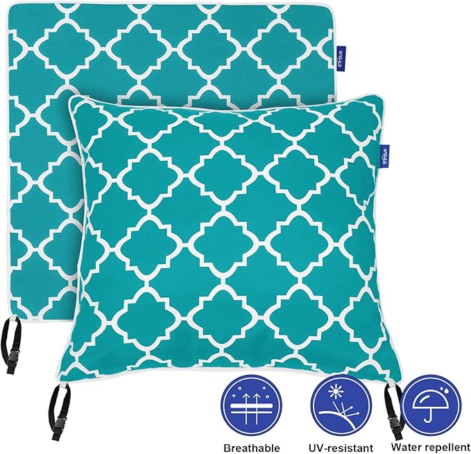 Deep Seat Cushions, Outdoor Cushions, Patio Furniture Cushions, Deep Seat & Back Cushion Patio Cushions for Backyard Couch Sofa Fade Resistant (22x24x4 inches 3 Sets, Aqua Plaid)