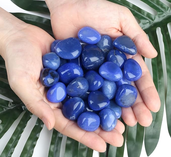 DUQGUHO Blue Carnelian Healing Crystals Stones Set Natural Crystals Bulk Irregular Tumbled Polished Crystal Stones 0.45 lbs