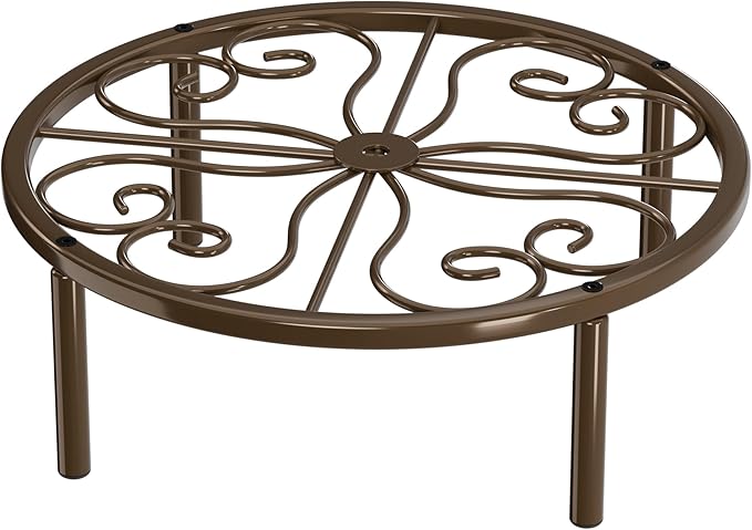 Brown Plant Stand Plant Holder - 10.24'' Short Flower Stand for Garden Courtyard, Heavy Duty Plant Rack for Multiple Plant Indoor or Outdoor.