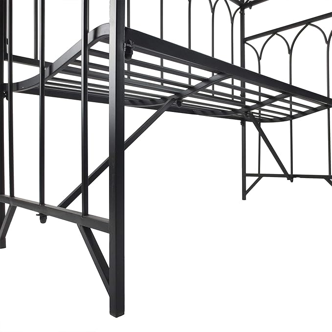 Outsunny Metal Trellis Arbor Arch for Climbing Plants with Garden Bench, Grow Grapes & Vines, Patio Decor & 2-Person Outdoor Steel Decorative Seating, 484 lbs. Weight Capacity, Black