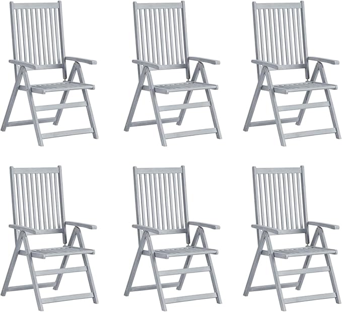 Garden Reclining Chairs 6 pcs with Cushions Solid Acacia Wood
