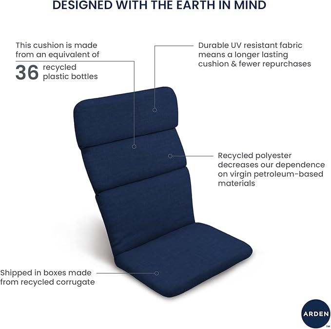 Arden Outdoor Adirondack or Rocking Chair Cushion, 20 x 17, Rain-Proof, Fade Resistant 17 x 20, Alana Tile