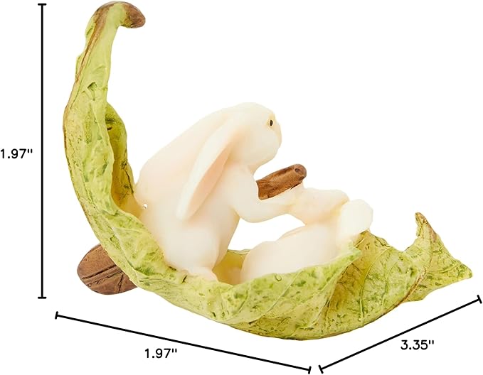 Top Collection Miniature Fairy Garden and Terrarium Statue, Rabbits Rowing Leaf Boat