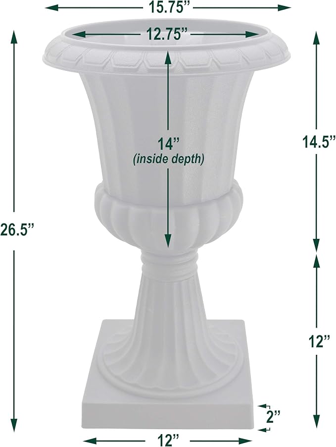Arcadia Garden Products 2-Pack Deluxe Pedestal Plastic Urn - 16x27 - Black