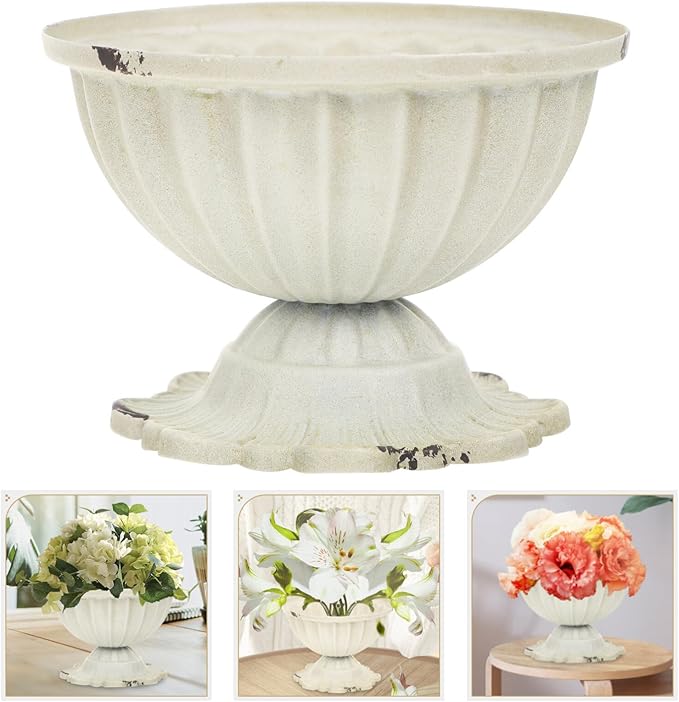 Kichvoe Retro Metal Flower Vase 4.4X4.4X3.14 Inch Small Iron Planter for Wedding Centerpiece Home Office Tabletop Decoration Rustic Style