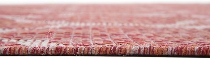 Unique Loom Outdoor Trellis Collection Area Rug (6' 1" x 9' Rectangle, Rust Red/ Ivory)