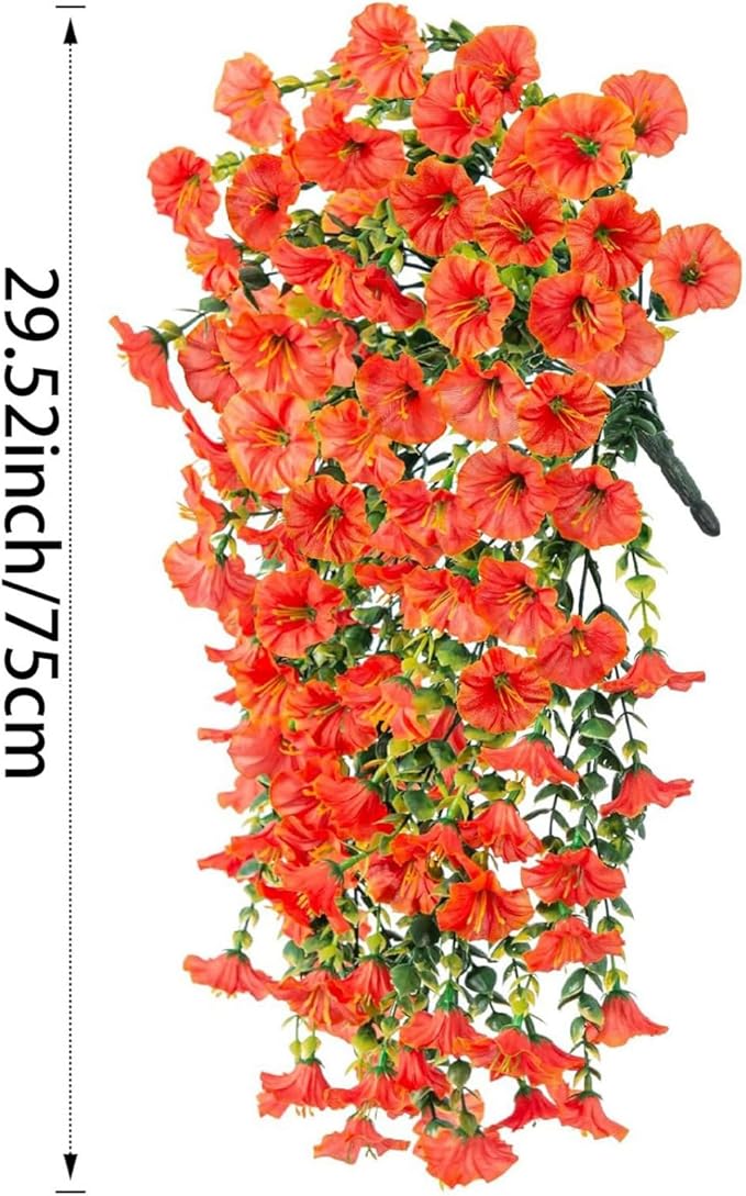 Ochine 2Pcs Artificial Hanging Flowers Plants for Outdoor Fall Decoration, Artificial Hanging Fall Flowers Realistic Faux Flowers for Planter Patio Porch Garden Autumn Harvest Thanksgiving Home Decor