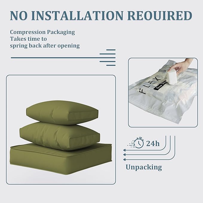 Patio Furniture Cushions, Replacement Outdoor Cushions for 4-Seat Patio Furniture, Waterproof Cushions for Outdoor Sectional Sofa Couch, Light Green