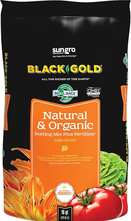 Black Gold 16-Quart All Organic Potting Soil, 3 Pack