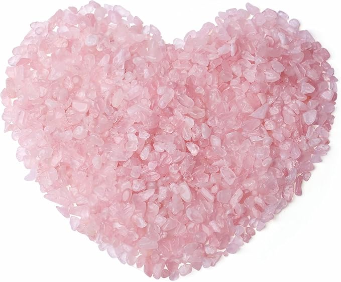 Rose Quartz Crystal Gravel Polished Rocks Chips Crushed Stones Healing Bulk Natural Tumbled Gem Home Decoration Pebbles Aquarium Tank Plants Landscape Vase Filler Bottom Ornament 0.9lb 14.1 OZ