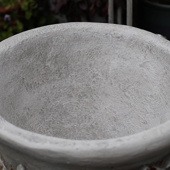 VISIBLE Vintage European Giant Garden Urn Planter, Decorative Cement and Fiber Flower Pot, Make Rust Finished, Wrap Foam Safely Delivered from Local Warehouse (Country, Large)