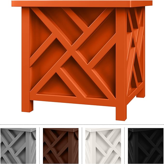 Lattice Design Planter Box - 15.5-Inch-Square Decorative Outdoor Flower or Plant Pot - Front Porch, Patio and Garden Decor by Pure Garden (Terracotta)