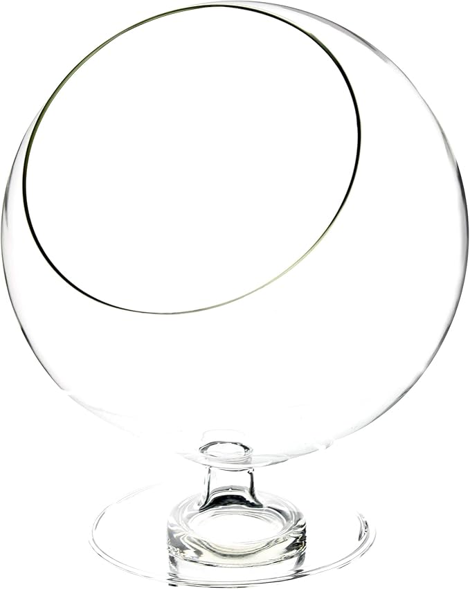 WGV Planter Terrarium with Stand, Ball Diameter 5" Height 6", Clear Glass Floral Container Vase, DIY Succulents Outdoor Garden Home Office Decor Slant Cut Orb, 6 Pieces