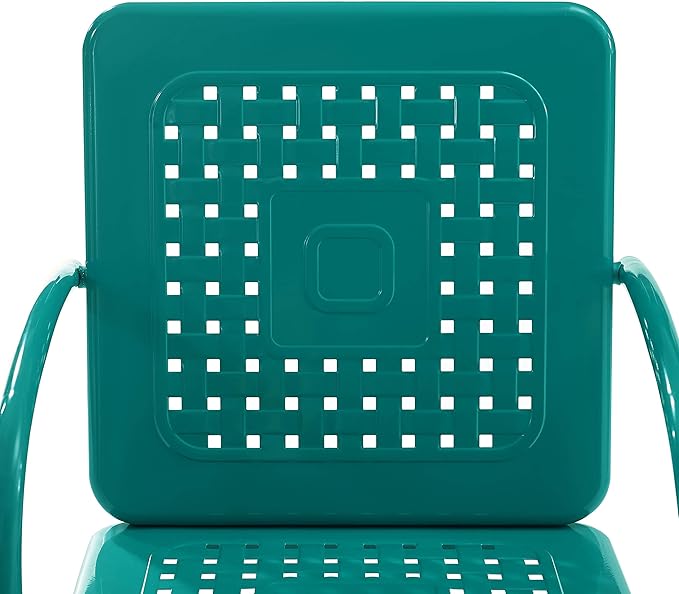 Crosley Furniture Bates 2-Piece Outdoor Chair Set, Retro Metal Patio Chairs for Dining, Porch, Deck, Balcony, Turquoise Gloss
