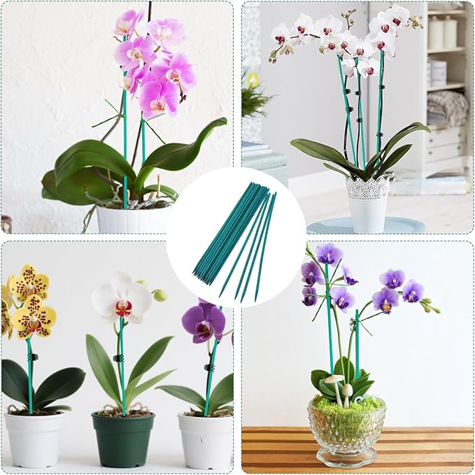 40Pcs Plant Clips and 20Pcs Bamboo Garden Stakes for Tomato Orchid with 20Pcs Metallic Twist Ties, Plant Stem Support Plant Stakes for Indoor Outdoor Vine Plants
