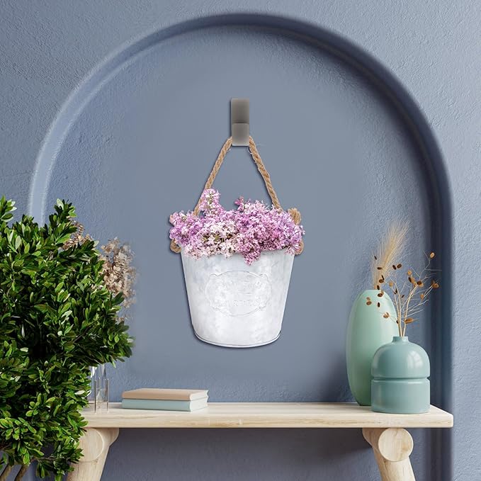 BESPORTBLE Wall Hanging Planters, Rustic Iron Plants Pot Wall Mounted Pots Plants Container with Rope for Porch Railings Garden Balcony Patio Home Decor